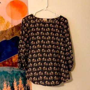 Pixley black and white elephant blouse size small